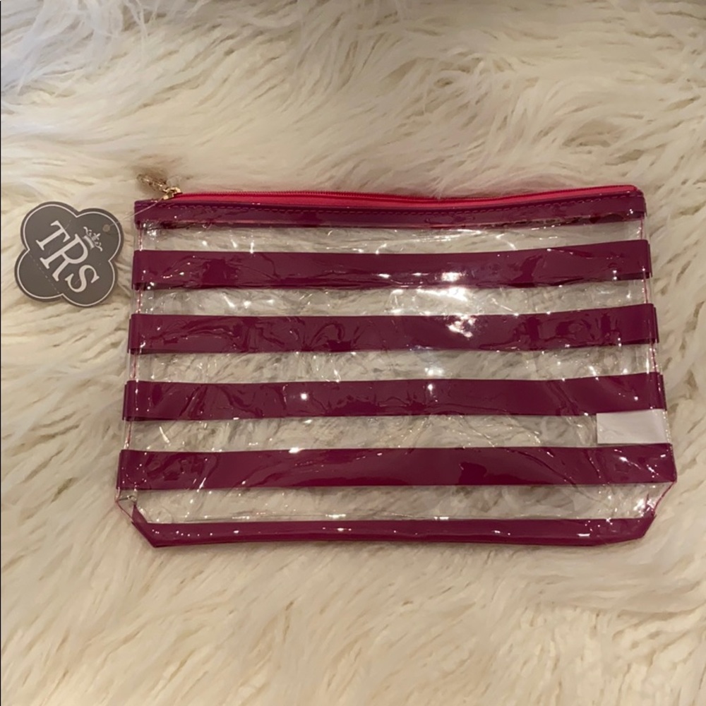 TRS (3) Clear/Pink Stripe Cosmetic Bag (3 available)